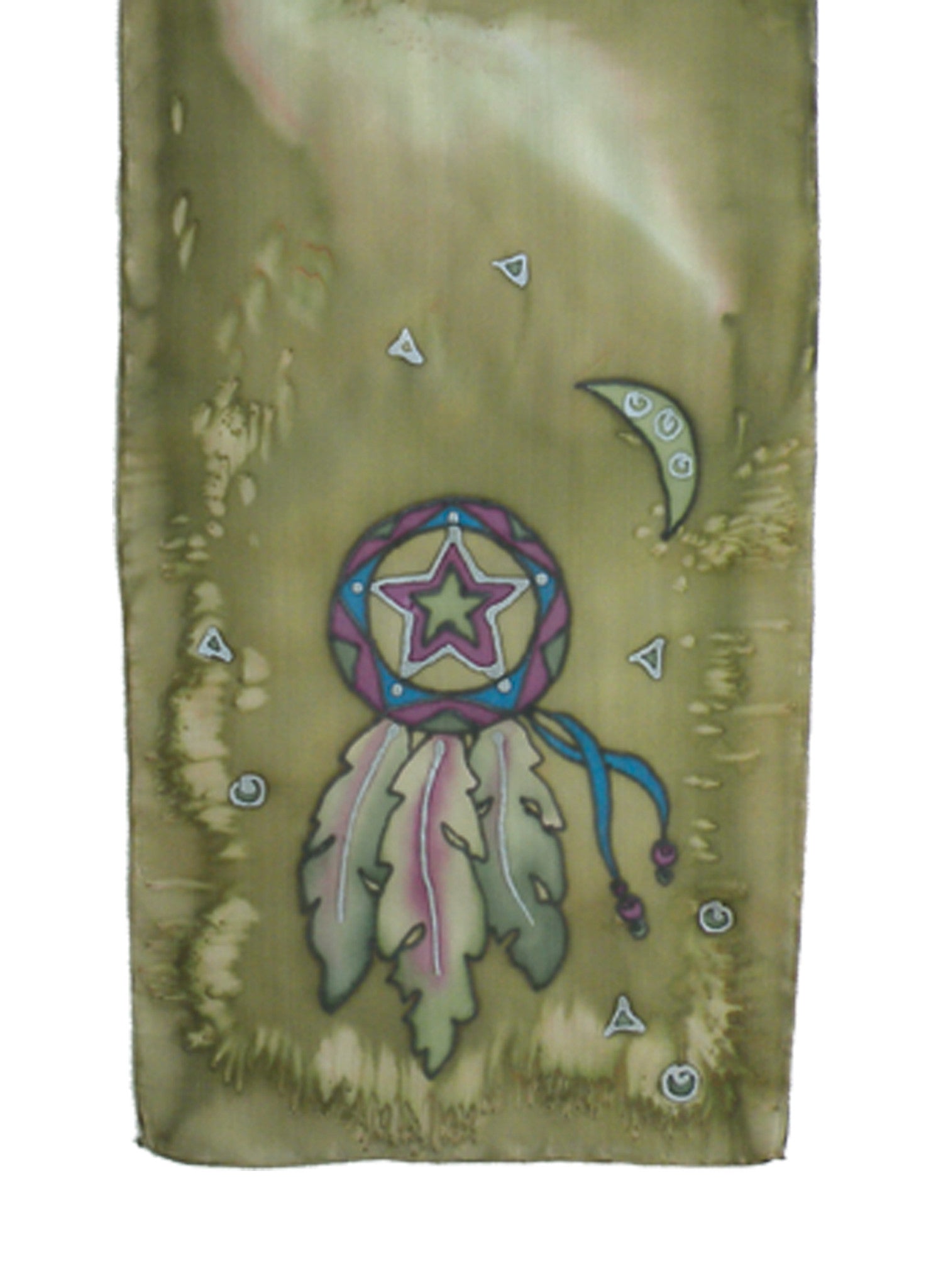 Hand-painted silk scarf turquoise lone star design