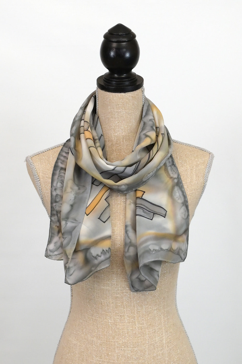 Silk Scarf with Abstract Modern Design | 10.5"x60"