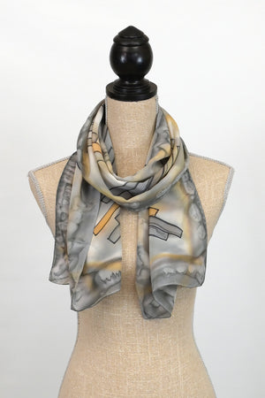 Silk Scarf with Abstract Modern Design | 10.5"x60"