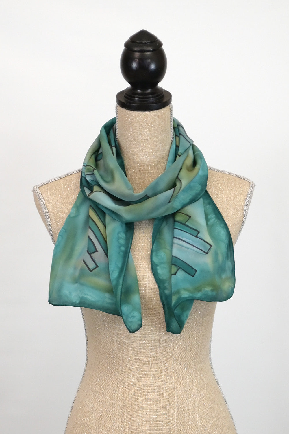 Silk Scarf with Abstract Modern Design | 10.5"x60"