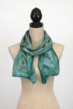 Silk Scarf with Abstract Modern Design | 10.5"x60"