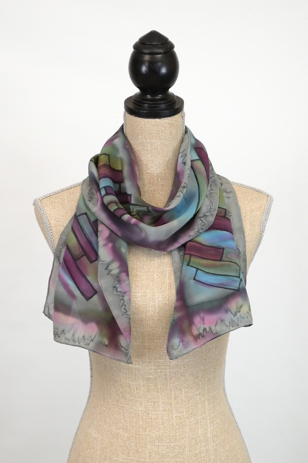 Silk Scarf with Abstract Modern Design | 10.5"x60"