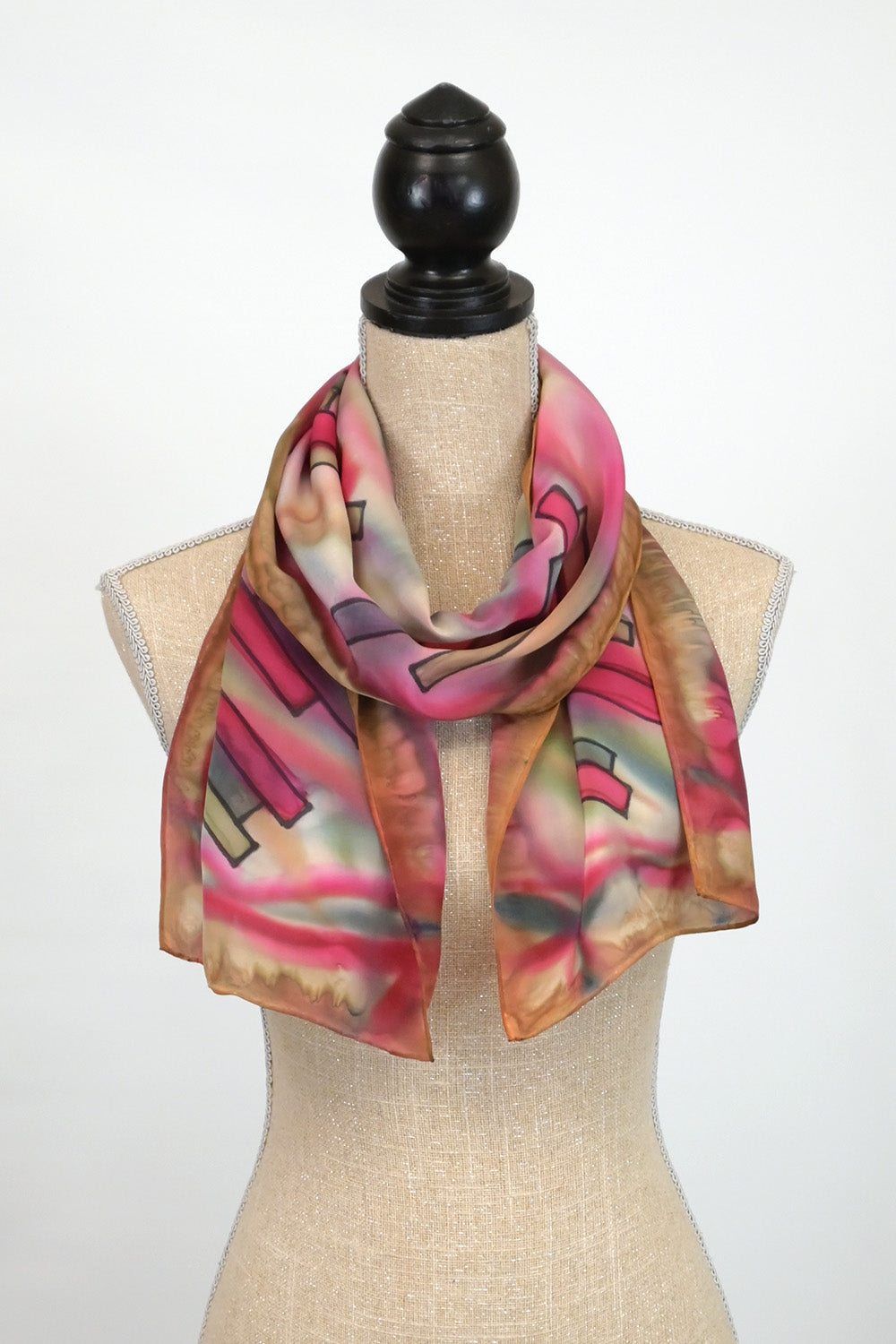 Silk Scarf with Abstract Modern Design | 10.5"x60"