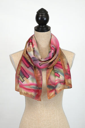 Silk Scarf with Abstract Modern Design | 10.5"x60"