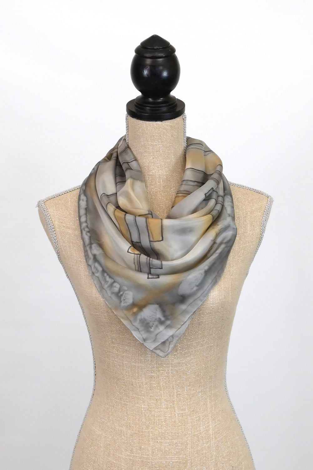 Square Silk Scarf with Abstract Modern Design | 31" x 31"