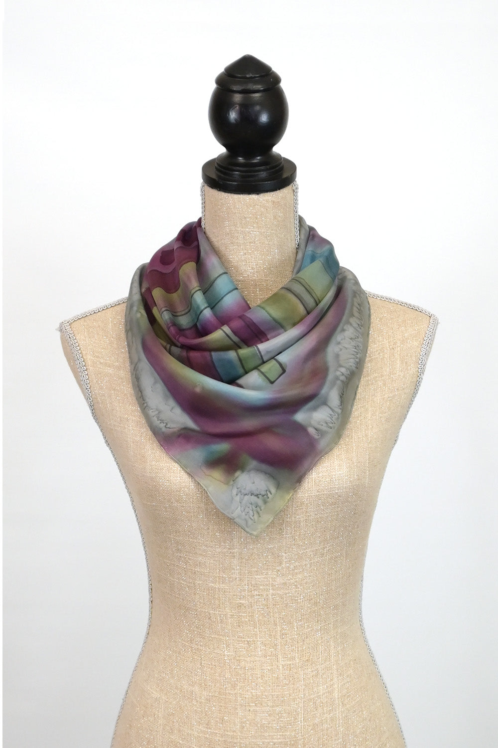 Square Silk Scarf with Abstract Modern Design | 31" x 31"