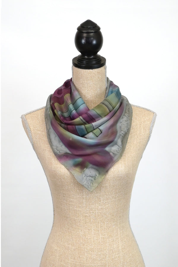 Square Silk Scarf with Abstract Modern Design | 31