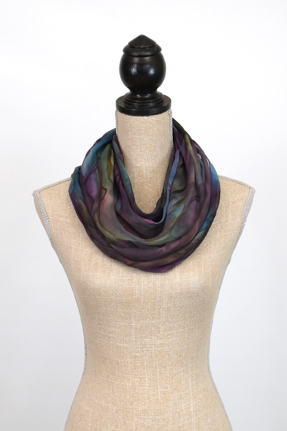 小物 Hand Printed Silk Scarf - blue Hand Printed Silk Scarf - blue
