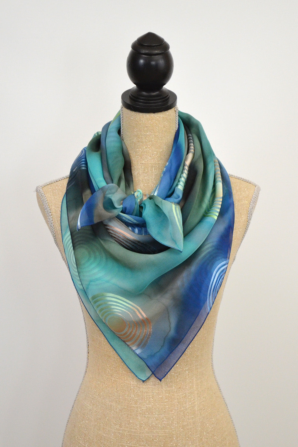 Large Square Etched Satin Scarf  Hand-Painted Silk by Silk Concepts - Silk  Concepts