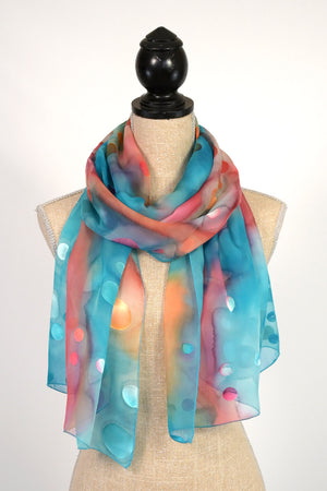 Chiffon with Dots Etched Silk/Satin Scarf | 21"x66"