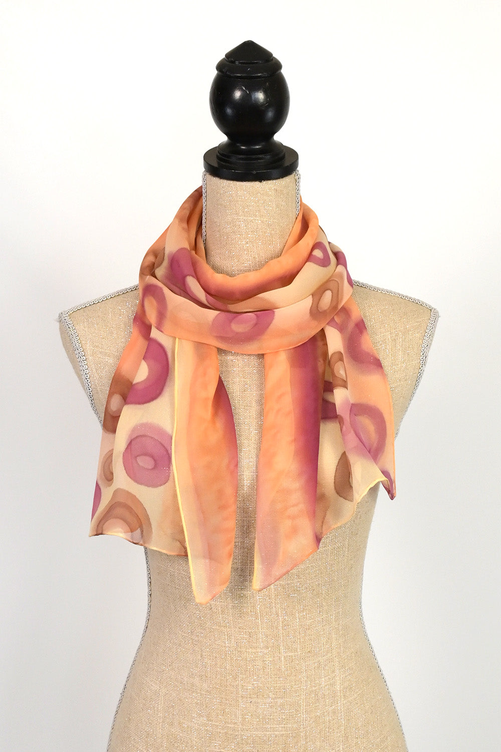 Chiffon Silk Scarf with Hand-Painted Pattern | 11"x60"