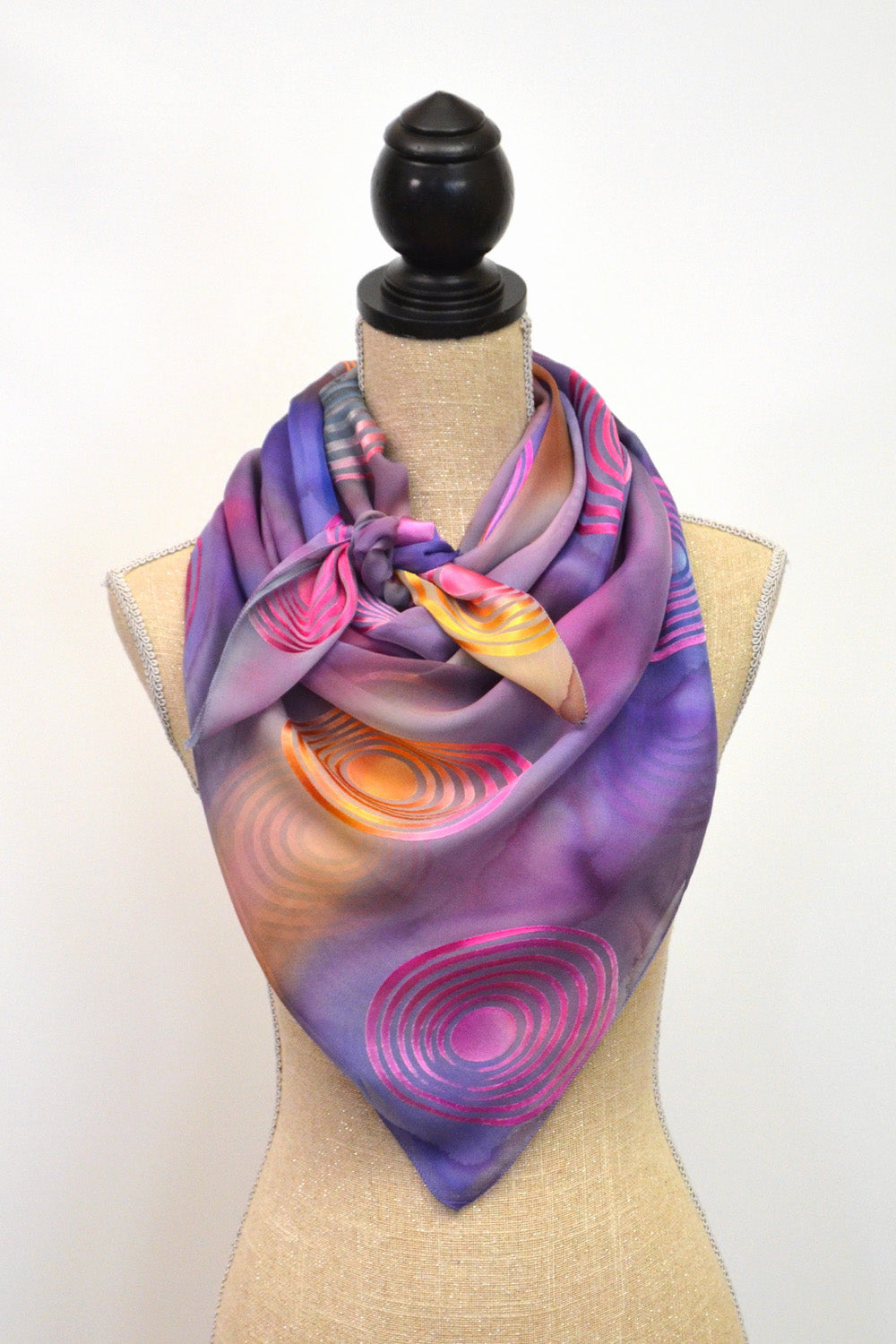 Women'S Fashion Color Block Satin Printing Silk Scarves