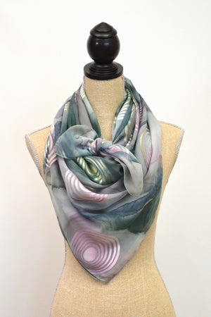 Large Square Etched Silk/Satin Scarf | 43"x43"