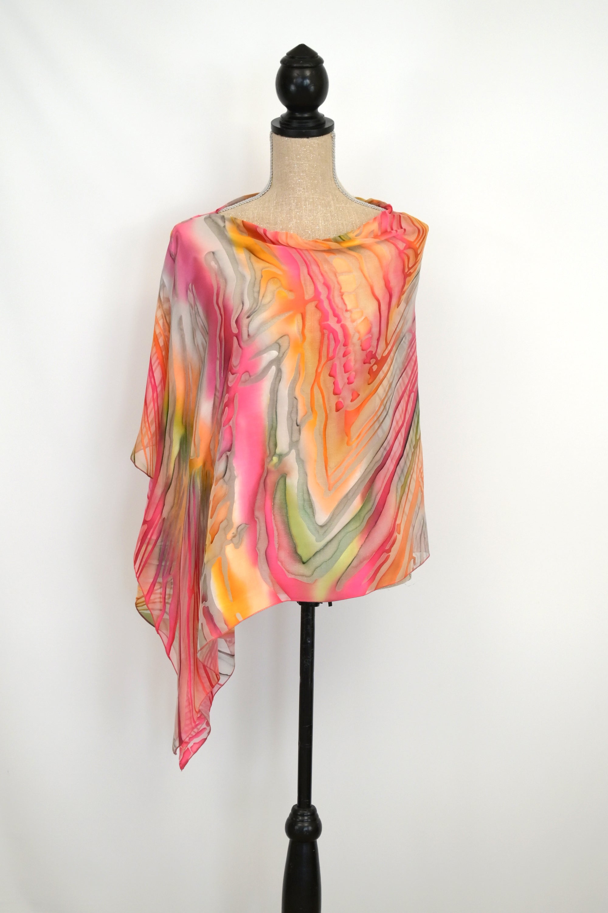 Silk-Satin Poncho Coverup | 25" Depth