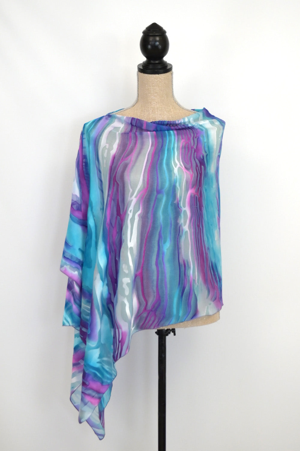 Silk-Satin Poncho Coverup | 25" Depth