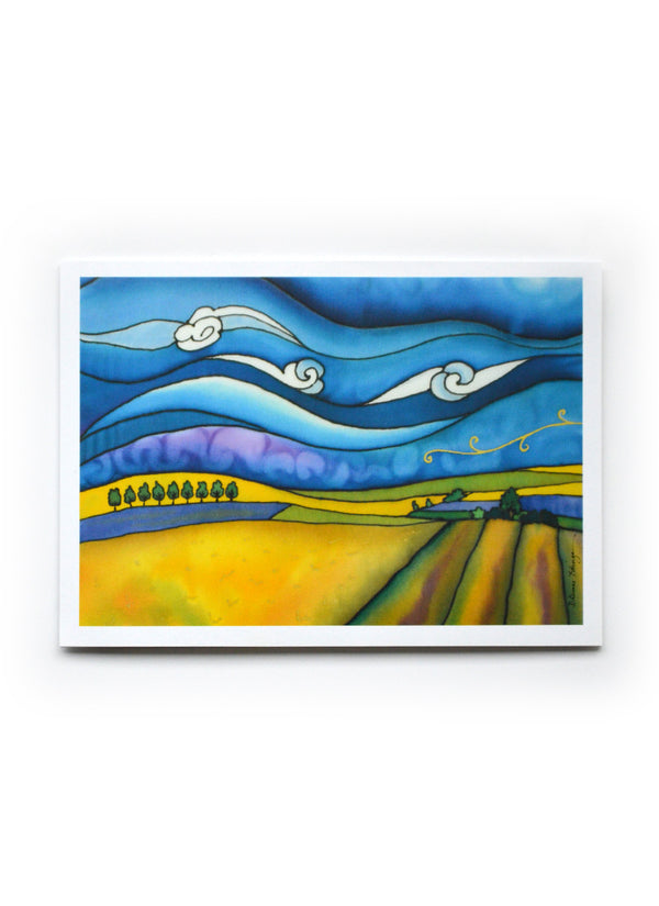 Canola Fields Art Card | Hand-Painted Silk by Silk Concepts - Silk Concepts