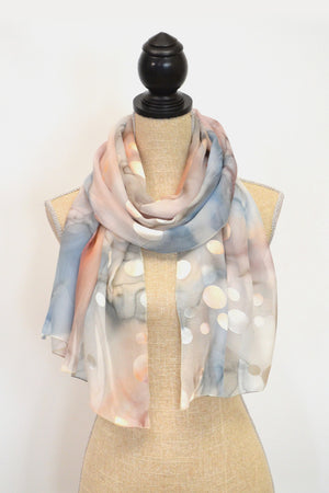 Chiffon with Dots Etched Silk/Satin Scarf | 21"x66"