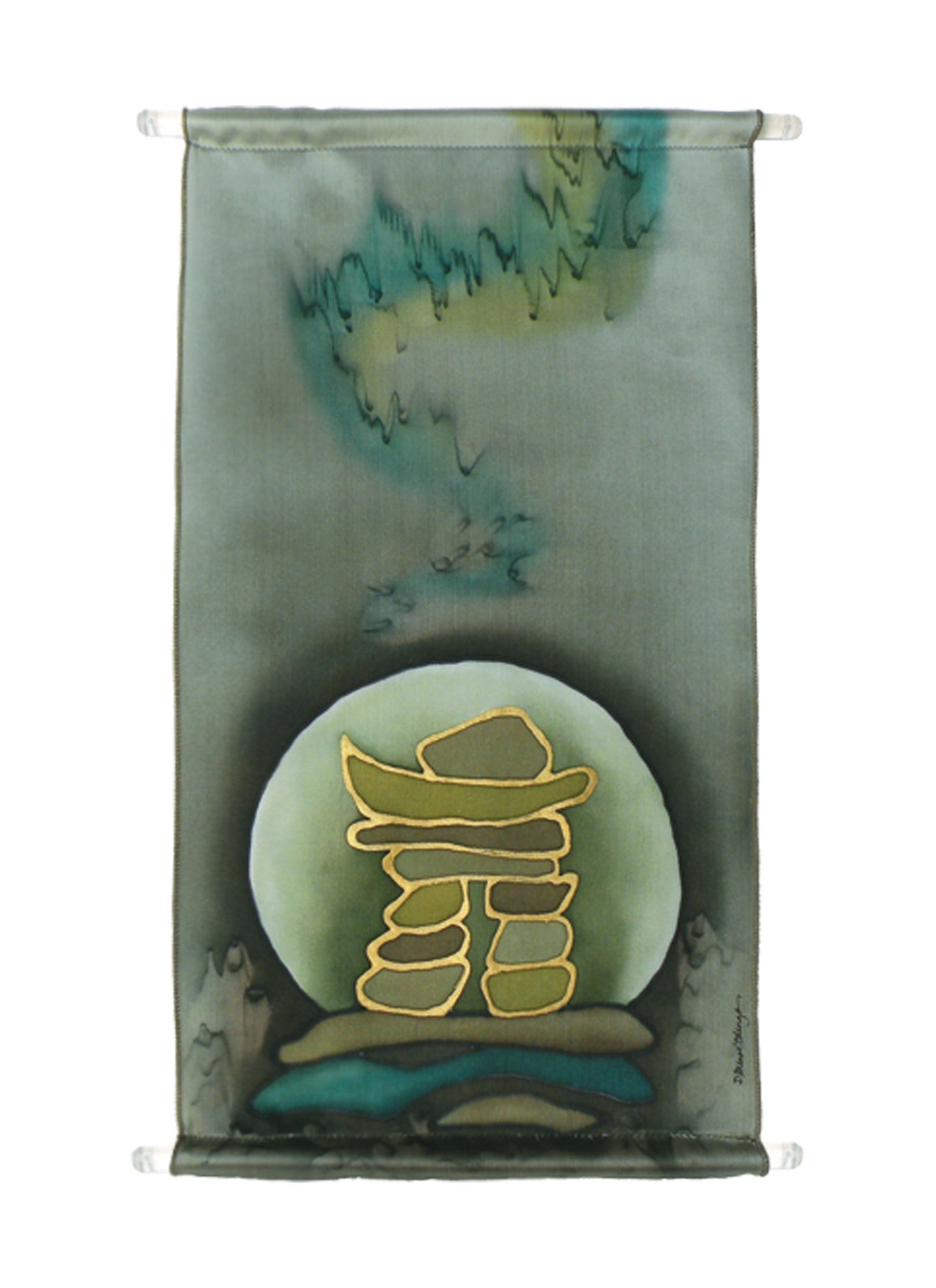 Inuksuk with Moon Banner | 8"x16"