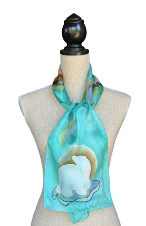 Mint polar bear scarf shown on mannequin