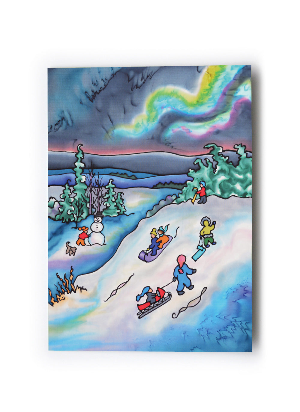 Winter Fun - Tobogganing Art Card | 5" x 7"