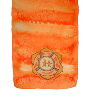 Hand-painted silk scarf orange colour energy spleen chakra