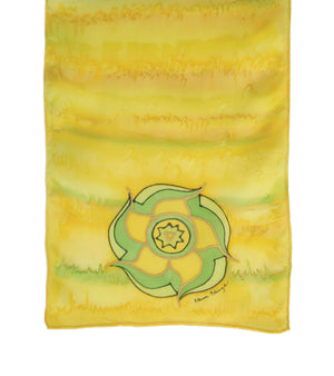 Hand-painted silk scarf yellow colour energy solar plexus chakra